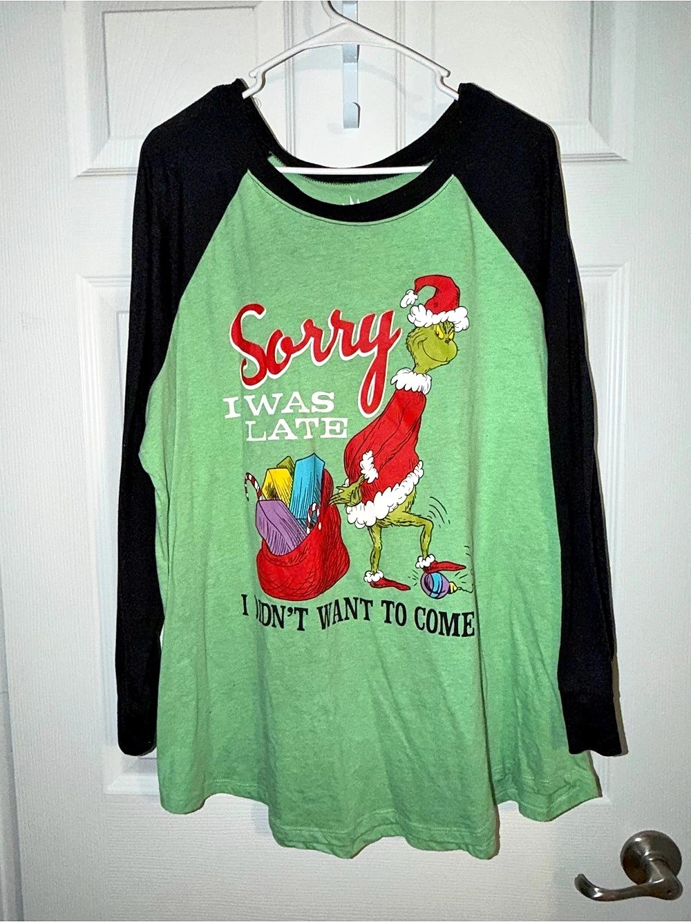 Torrid Dr. Seuss The Grinch Sorry I Was Late I Didn't Want To Come Raglan long